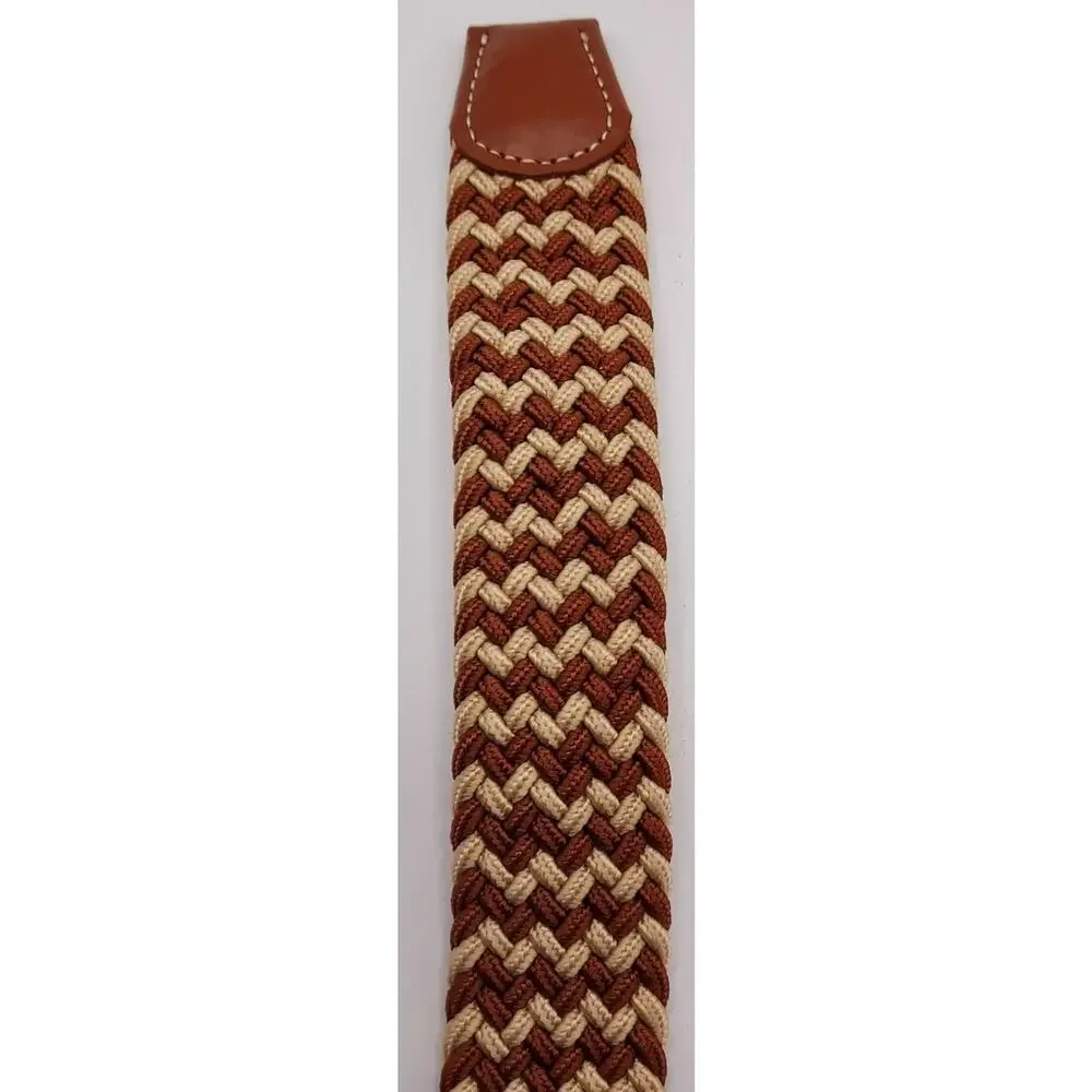 NEW Erato Elastic Stretch Braided Belt Two-Toned Brwn Tan 40 In Long Unstretched